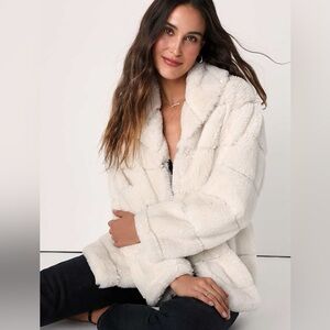 Lulus Cozy Queen White Faux Fur Coat